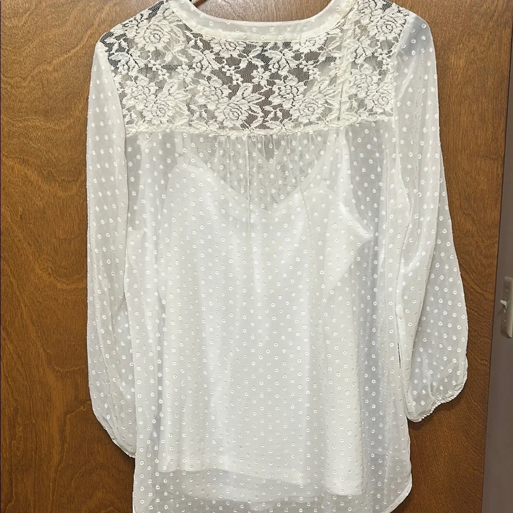 Zara White Lace Detail Women's Top - Picture 2 of 2